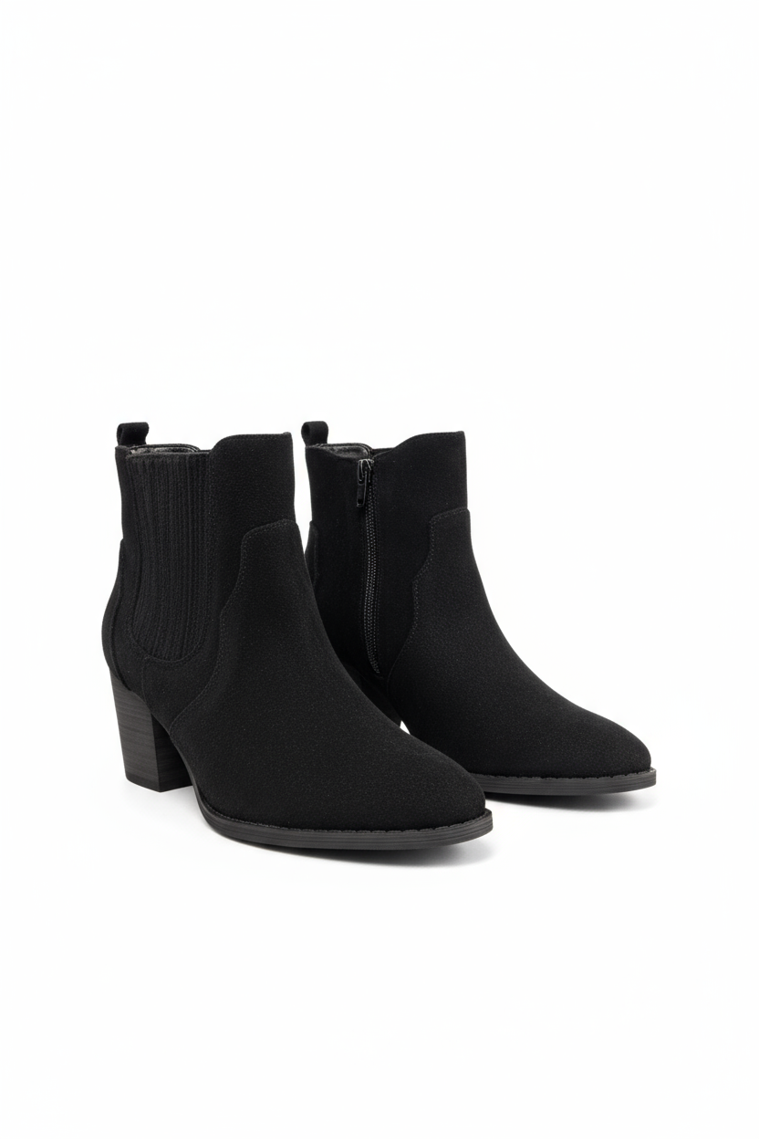 Black block heel ankle boots