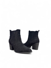 Black block heel ankle boots