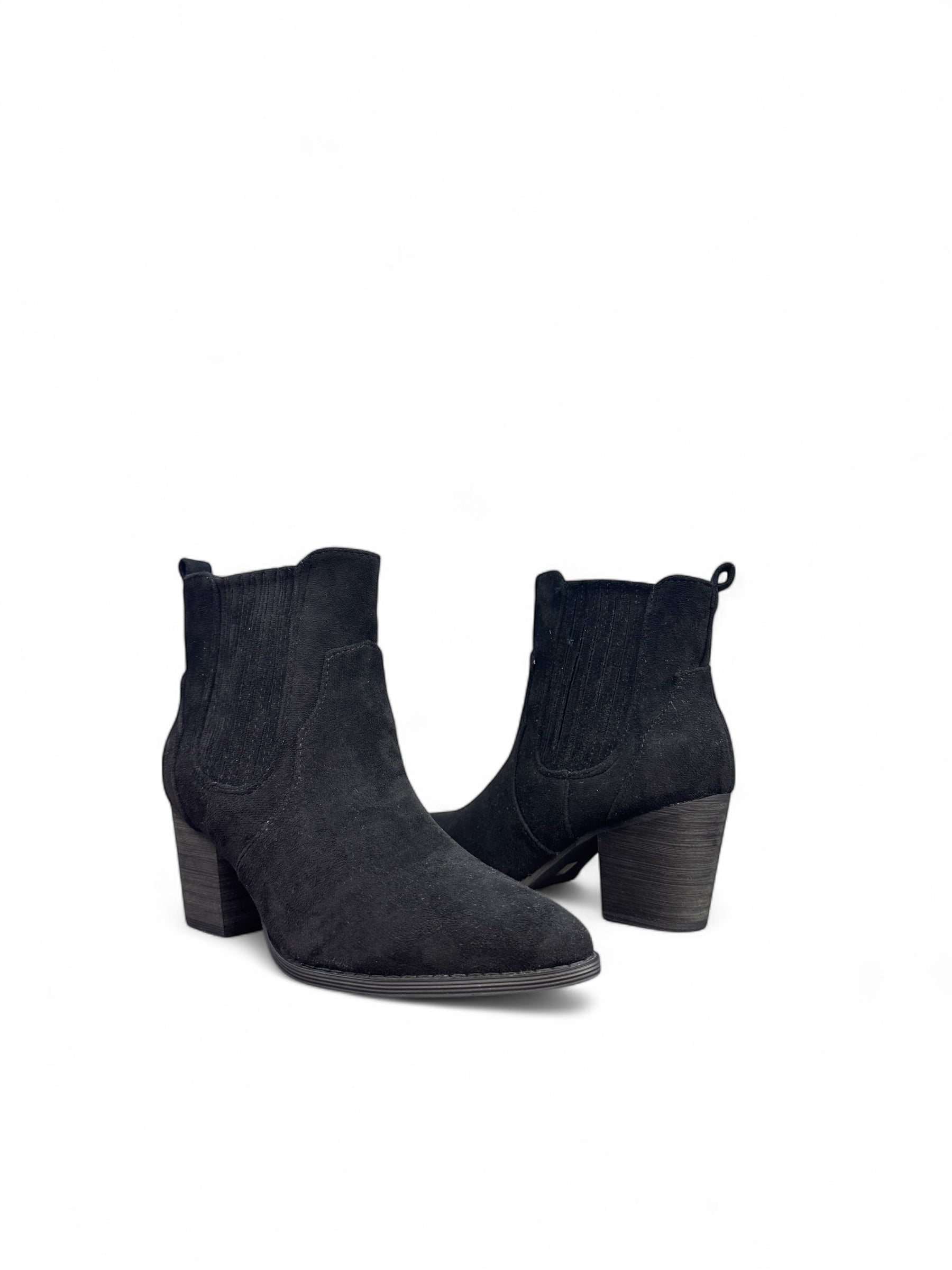 Black block heel ankle boots