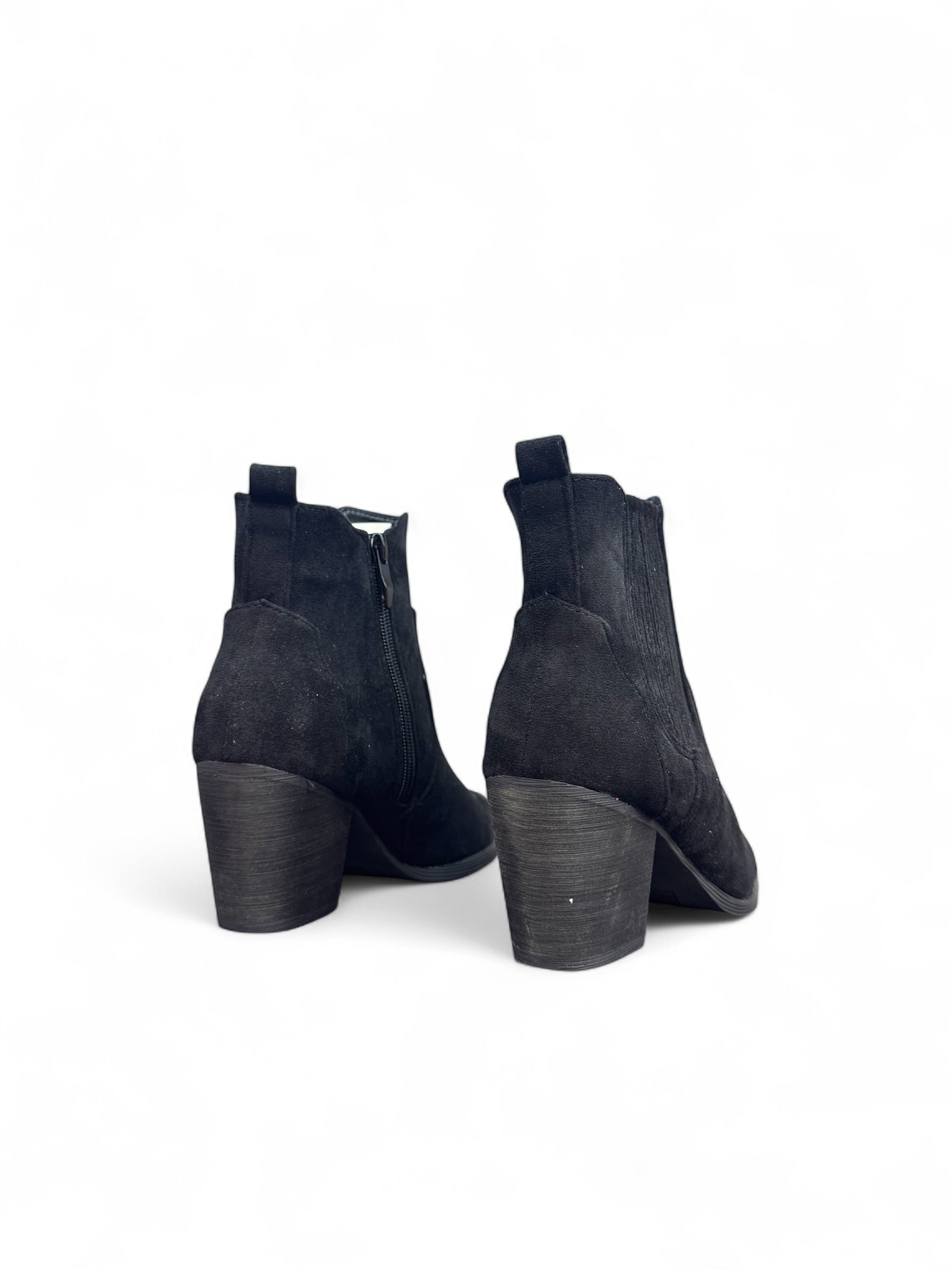Black block heel ankle boots