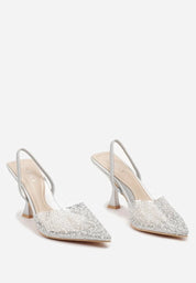 Silver štikle na tanku petu