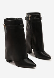 Crne preklopljene čizme na blok petu