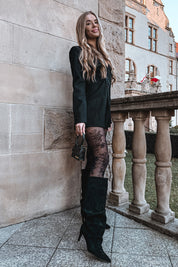 Crne brušene čizme na tanku petu