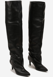 Crne visoke čizme na tanku petu