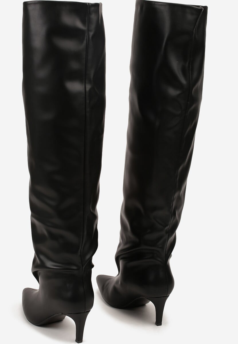Crne visoke čizme na tanku petu