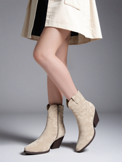 Khaki block heel ankle boots