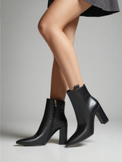 Black ankle boots with block heels