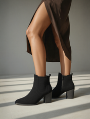 Black block heel ankle boots