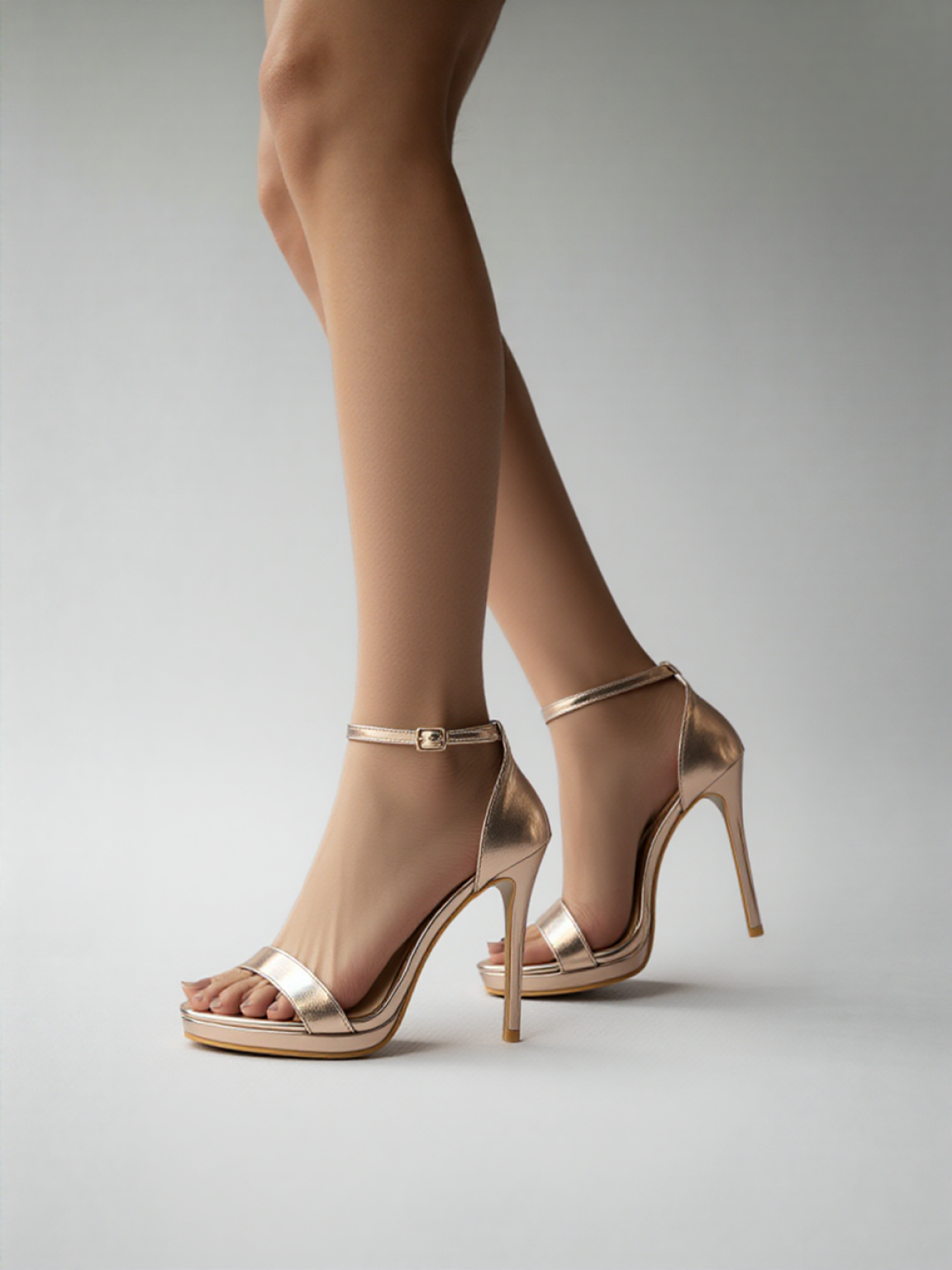 Champagne sandals with thin heels