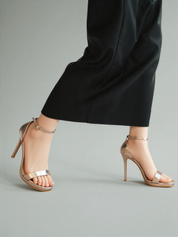 Champagne sandals with thin heels