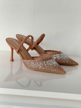 Brown stilettos with a thin heel