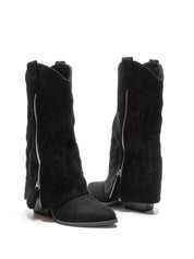 Crne čizme kaubojke na blok petu