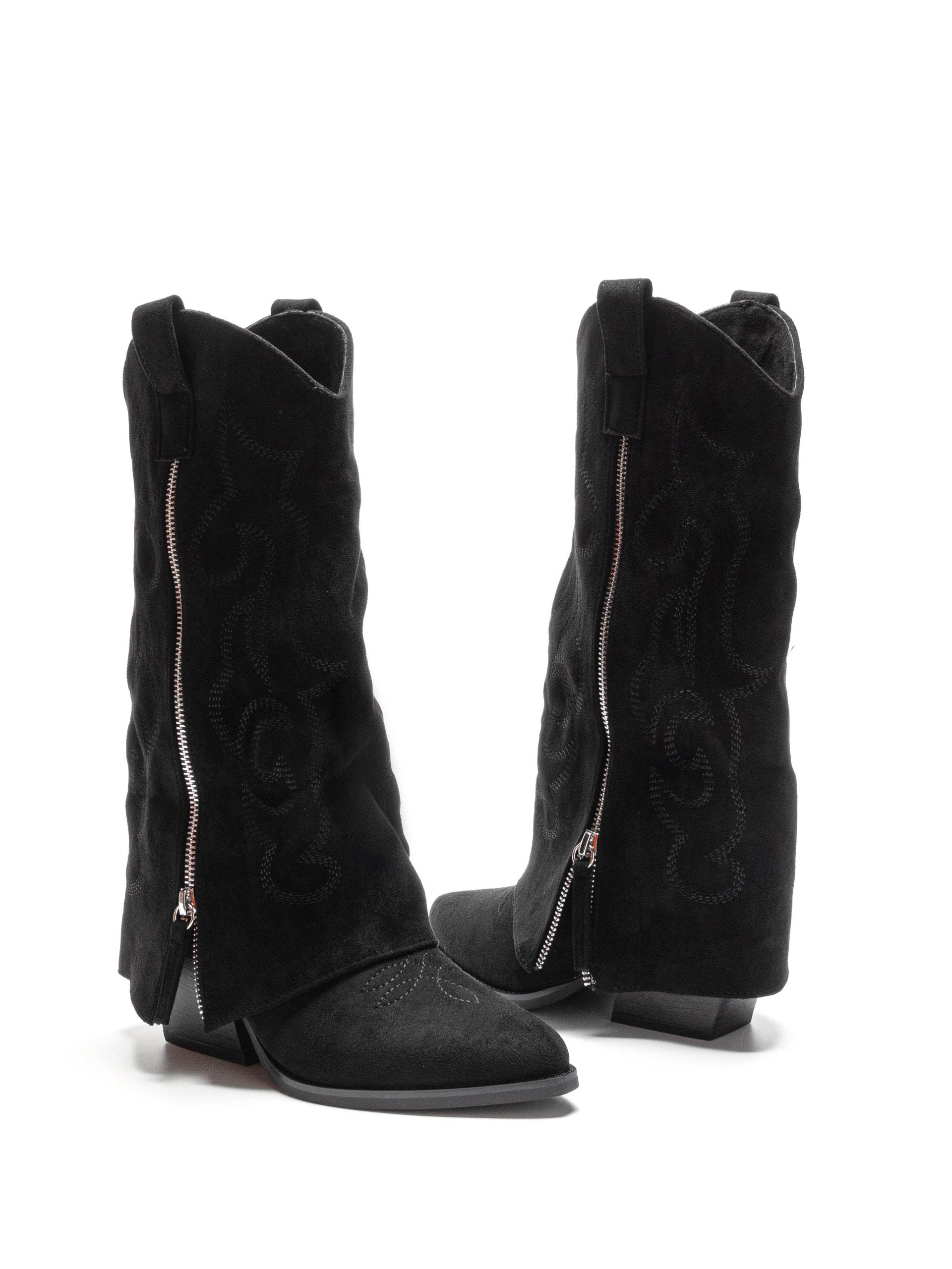 Crne čizme kaubojke na blok petu