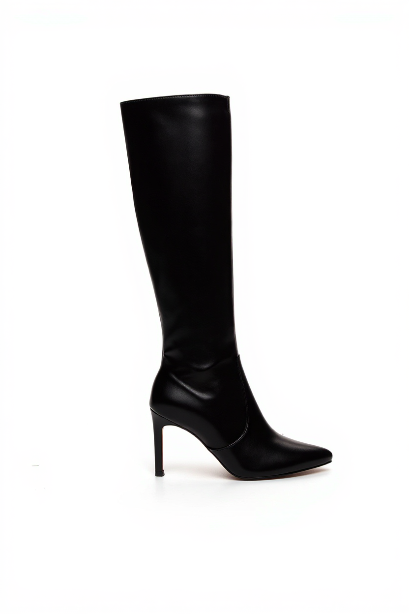 Black boots on a thin heel