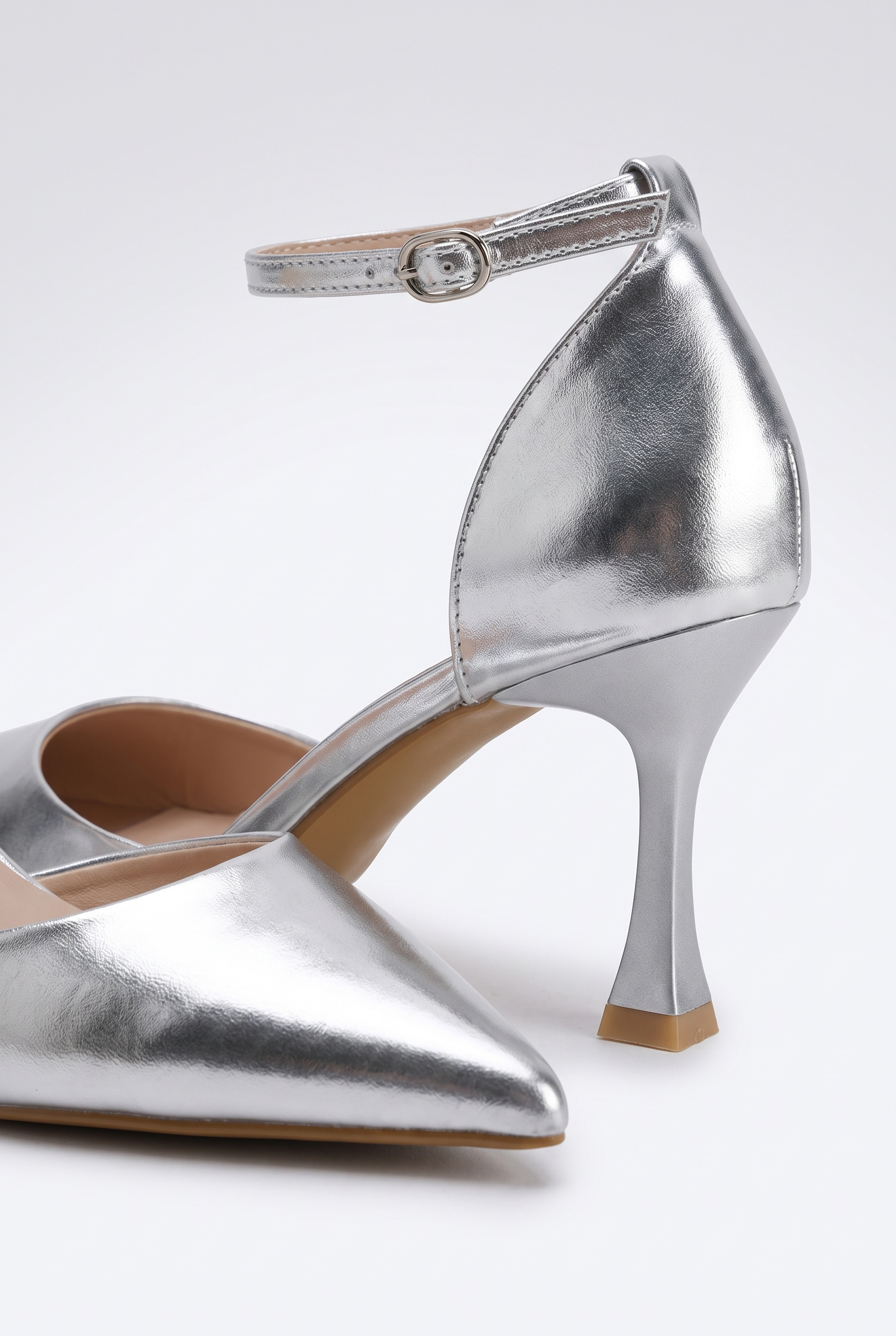 Silver stiletto heels