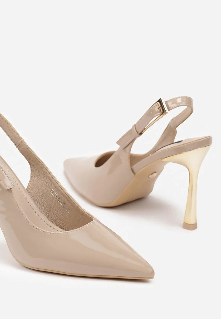 Bež štikle na tanku petu