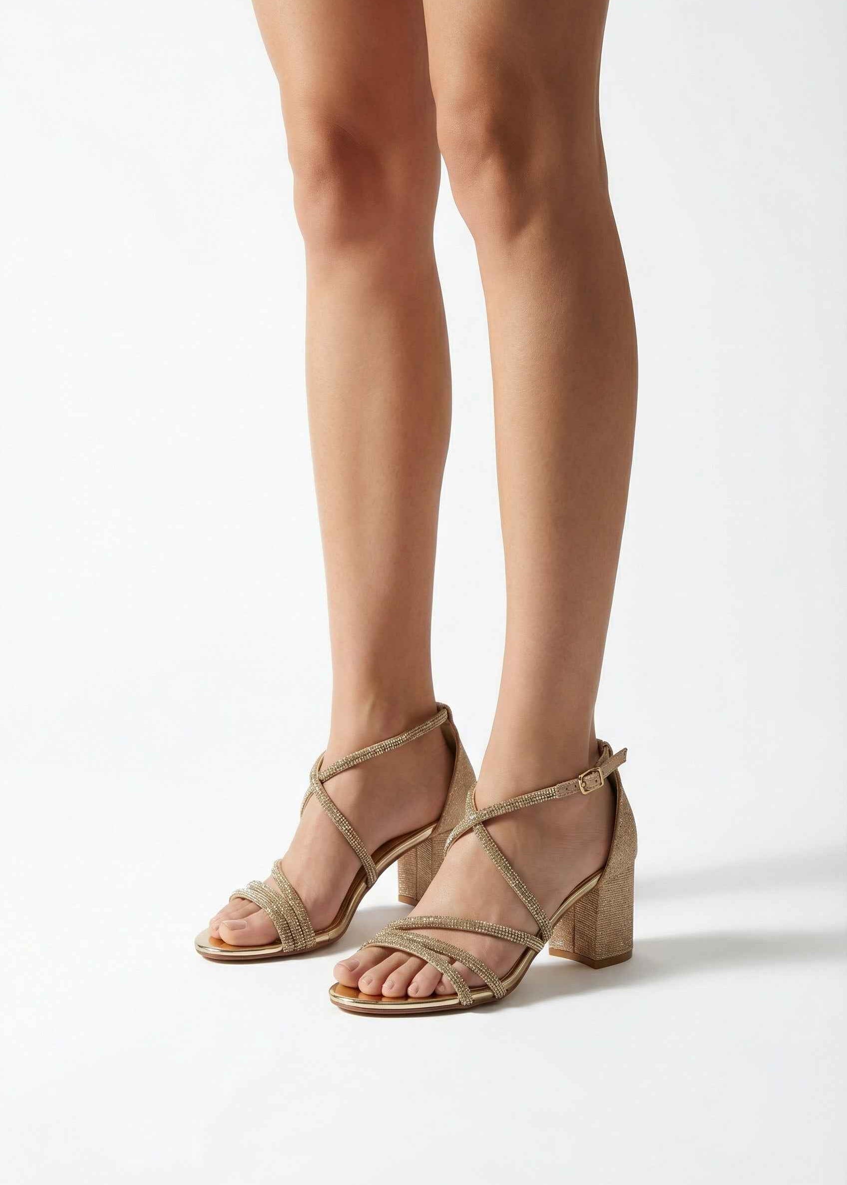 Zlatne sandale na blok petu