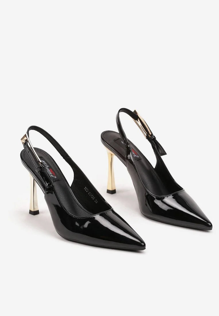 Crne štikle na tanku petu