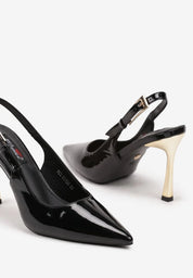 Crne štikle na tanku petu