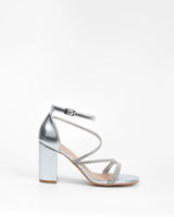Silver block heel sandals