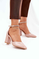 Beige block heel sandals