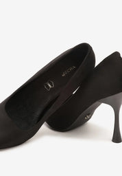 Black sandal pumps with a thin heel 