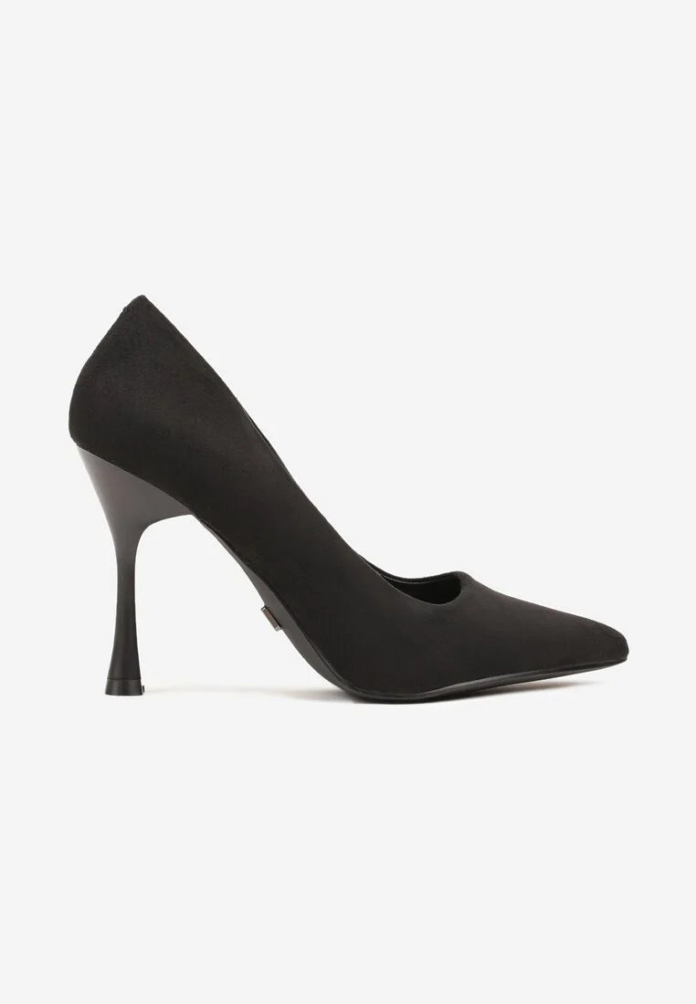 Black sandal pumps with a thin heel 