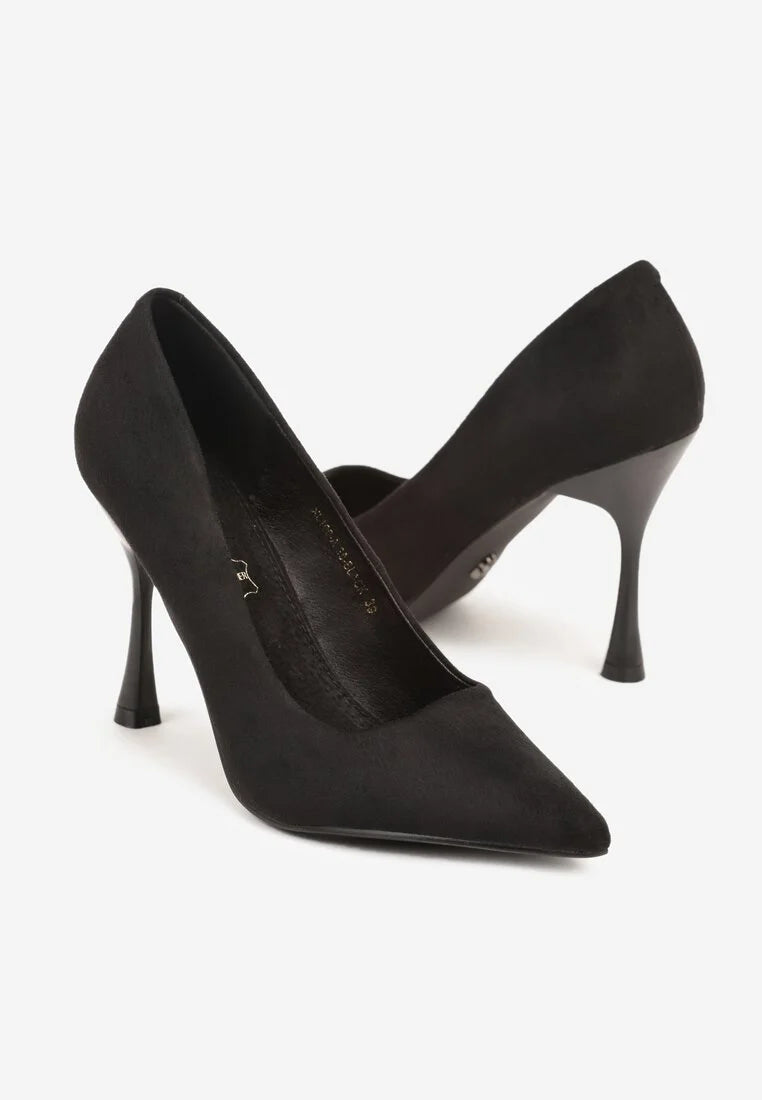 Black sandal pumps with a thin heel 