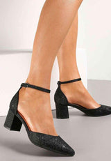 Sandals with a low block heel