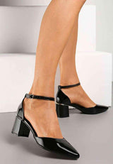 Sandals with a low block heel